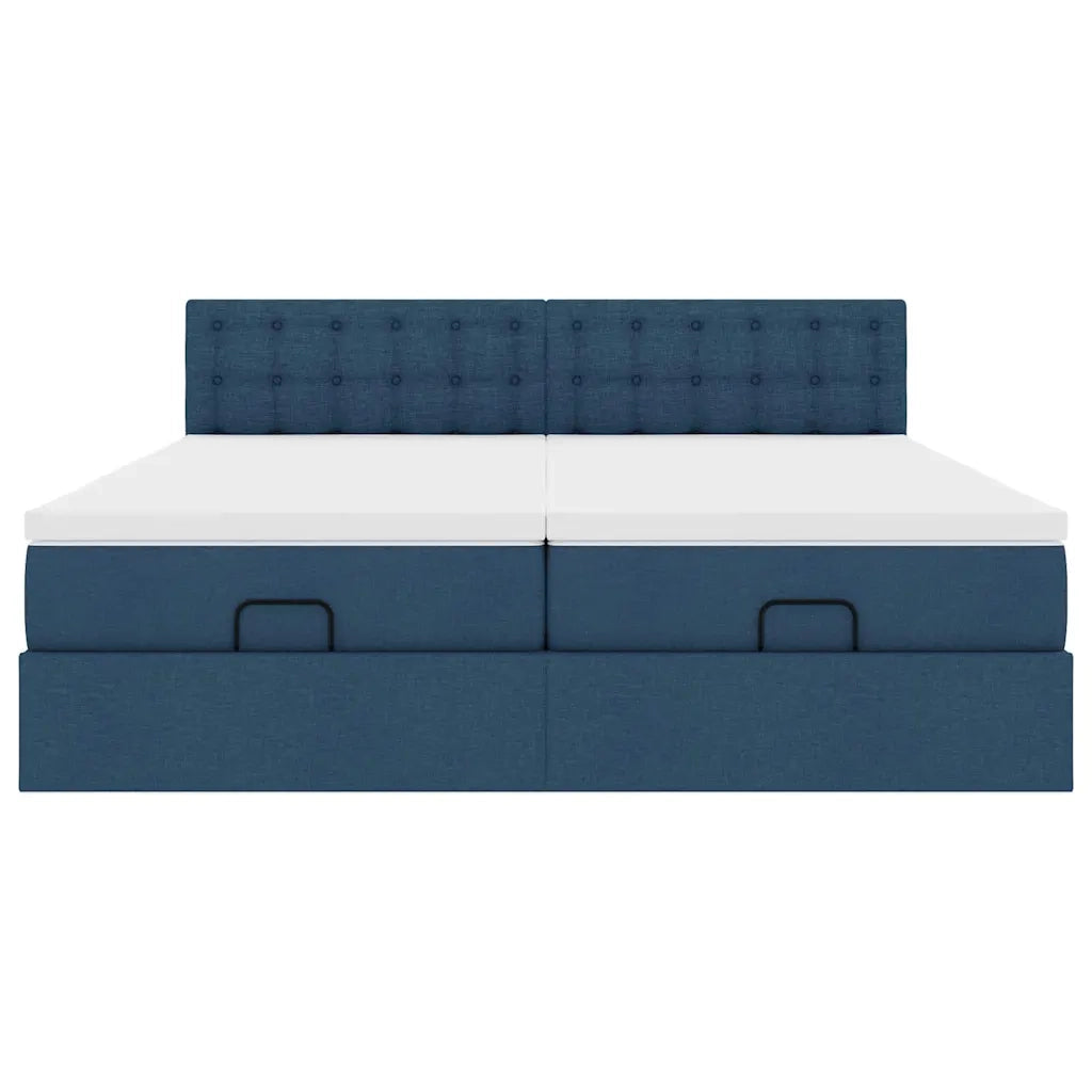 Struttura Letto Pouf con Materassi Blu 180x200cm in Tessuto 3312891