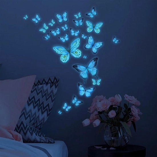 25 pezzi di luci che simulano farfalle murali - decorazione per camera da letto e camera dei bambini