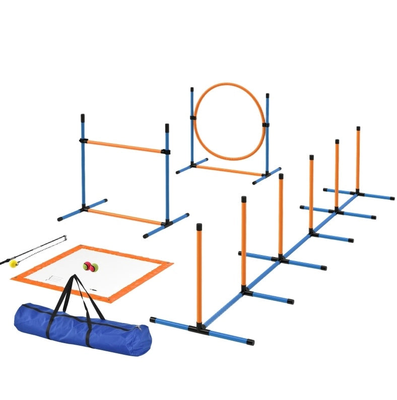 Set agility per cani 348x69x69 cm in plastica multicolore, 7 pezzi, portatile –