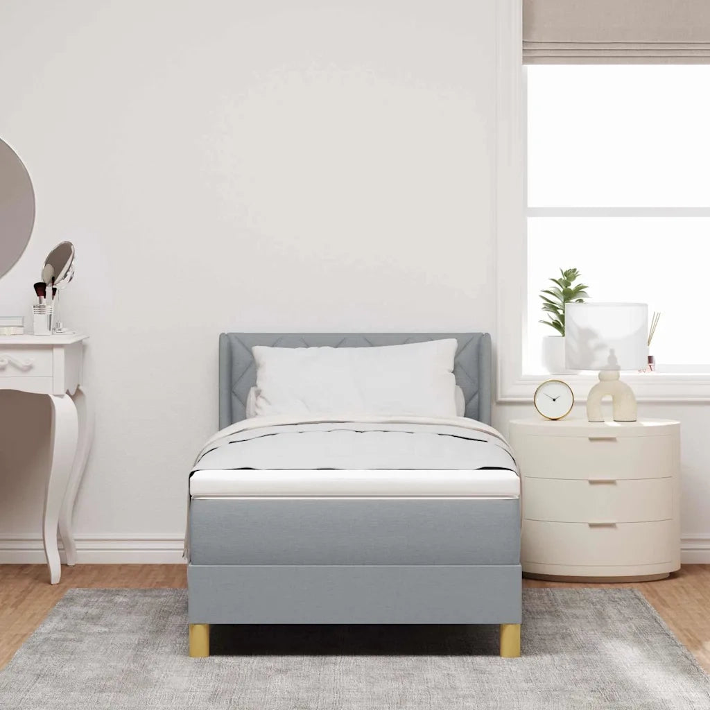Letto a molle con testiera-Rete con Testiera Grigio chiaro 200 x 90 cm Poliestere 888674