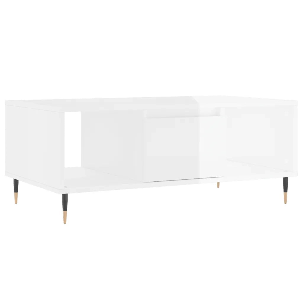 Tavolino salotto | Tavolino da caff¨¨ | Tavolino da Soggiorno Bianco Lucido 90x50x36,5 cm Legno Multistrato