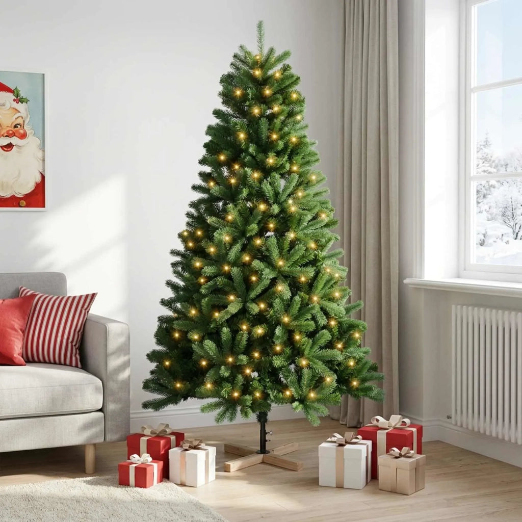 Albero di Natale artificiale 180 cm 300 LED Bianco caldo PVC 3461397