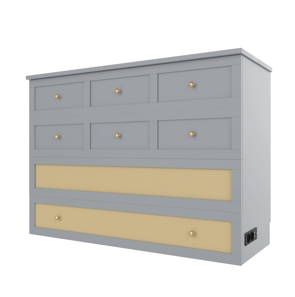 LETTO A SCOMPARSA 140x200 cm Grigio in MDF con USB e presa, senza materasso