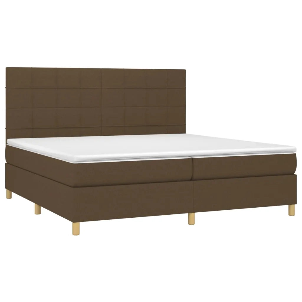 Giroletto a Molle con Materasso Marrone Scuro 200x200cm Tessuto 3142364