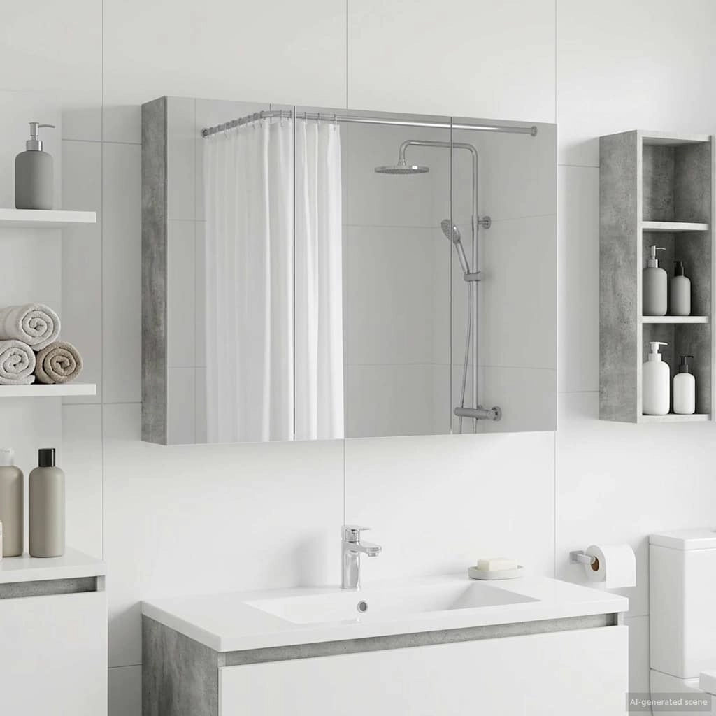 Mobiletto per specchio da bagno Grigio Cemento 889122