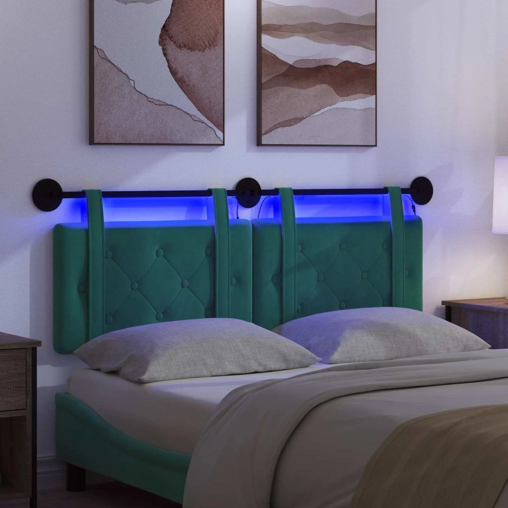 Testiera | Testata sospesa Con luce LED Turchese Velluto