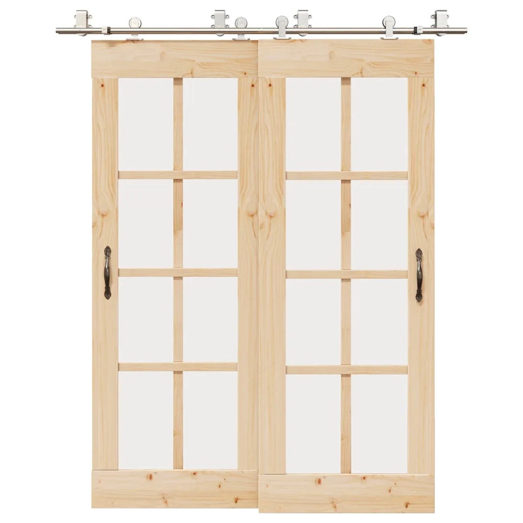 Kit Binari Porta Scorrevole 183 cm Acciaio Inossidabile Argento