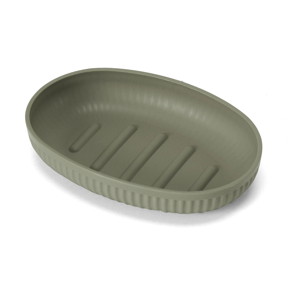 Porta saponetta da appoggio verde in plastica rigida cannettata Arizona