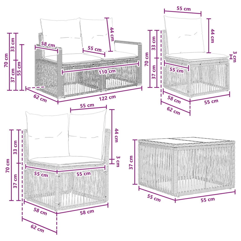 Set Divano da Giardino 11 pz Grigio polyrattan 3435761