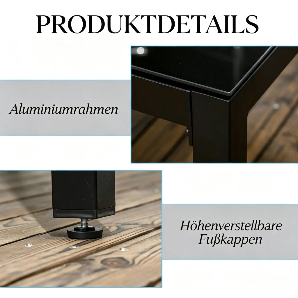 TAVOLO da pranzo da esterno 180x80x72 cm Alluminio Nero