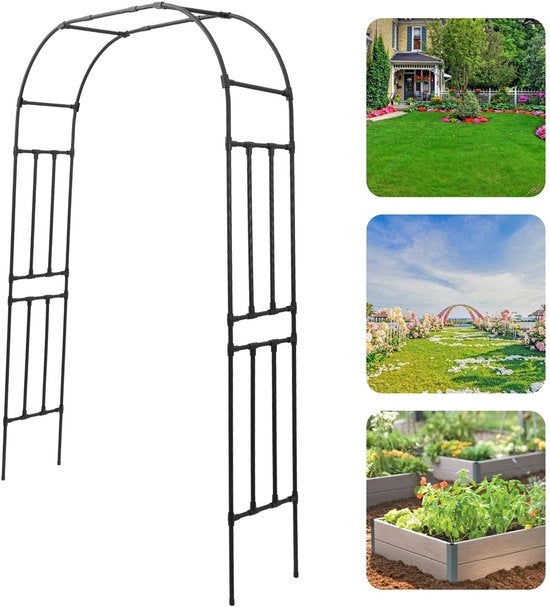 Porte da giardino 240x210/150/180x40cm, separazione per giardino, cancello per giardino, arco metallico a forma di rosa, sostegno per piante rampicanti, trellis per fiori