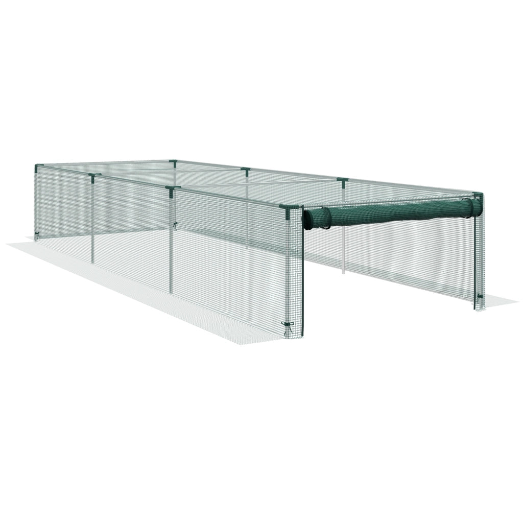 Rete anti-uccelli per colture 125x373 cm con telaio in acciaio zincato e apertura a cerniera; verde
