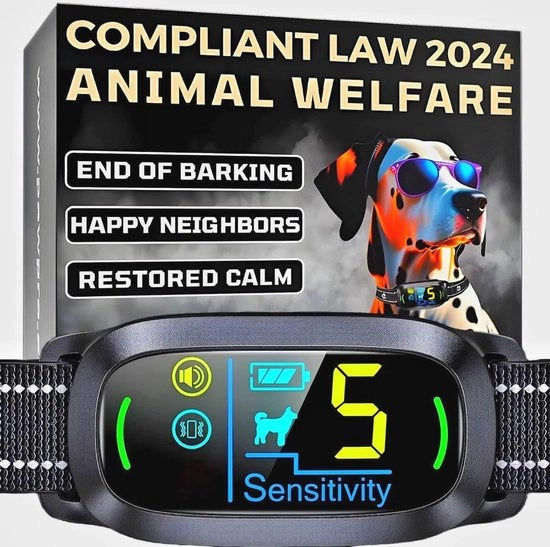 Antiblafband per Cani - Sicuro e Sostenuto da AI Rilevamento di Schiuma - Funzioni di Suono, Trasmissione di Vibrazioni e Combinata - Adatto per tutti i Cani