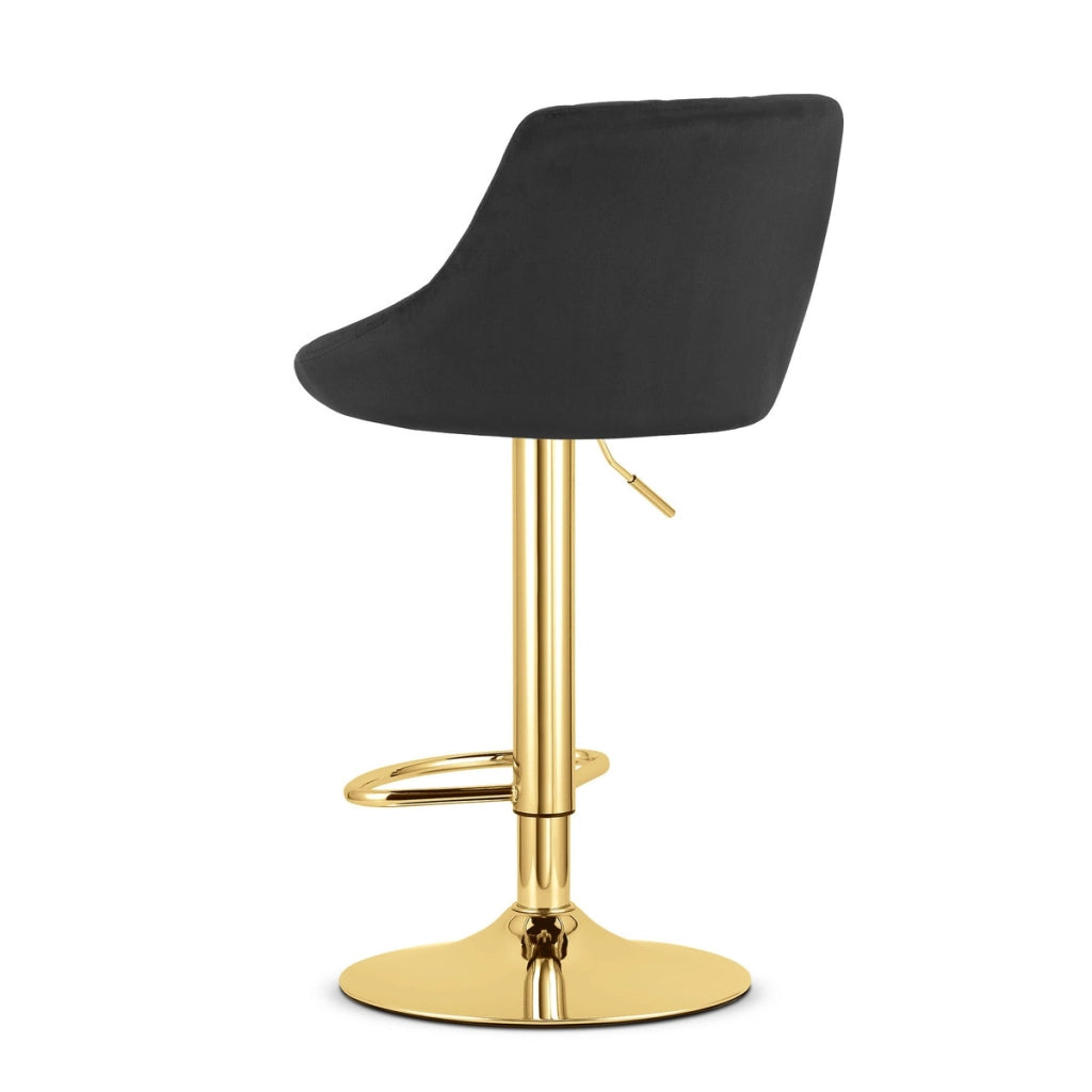 Sgabello da bar girevole Kast in velluto nero e oro