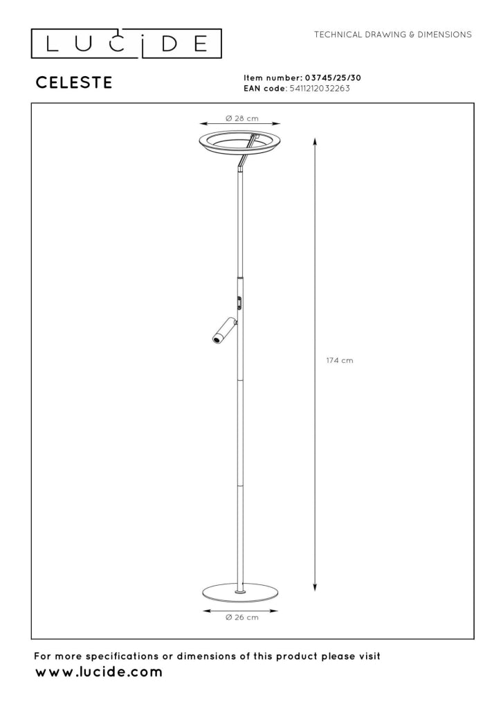 Lampada da terra LED nera CELESTE Lucide