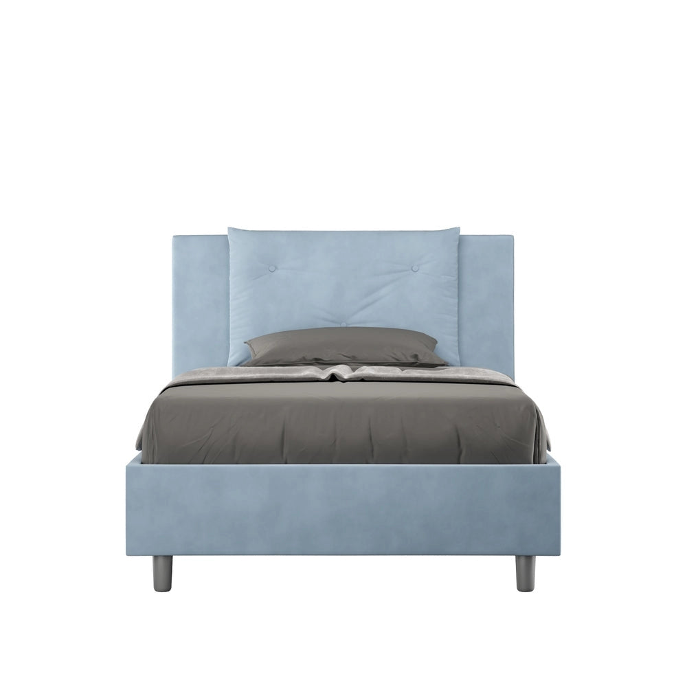 Letto 1 Piazza e Mezzo 110x210 cm con Rete e Contenitore Appia Azzurro