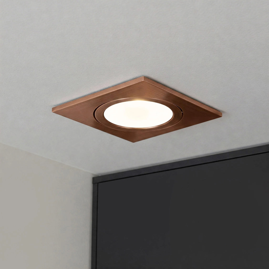 Faretto ad incasso portafaretto rame quadrato foro 70mm moderno orientabile supporto lampade GU10 GU5.3 RAME