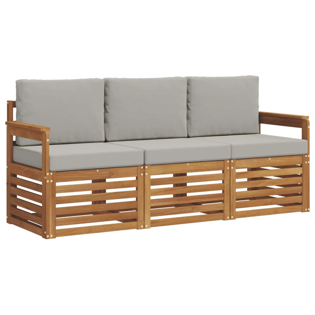 Set divani con cuscino 3 pcs Grigio Naturale e Chiaro 3374276