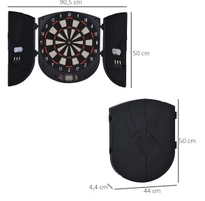 Bersaglio elettronico ULEVR con ante, LCD, 26 giochi e 185 varianti, 6 freccette, nero