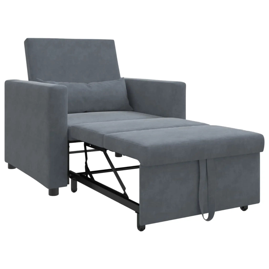 Divano letto estraibile singolo con ruote Grigio scuro Velluto 42002698