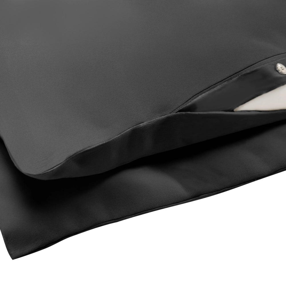 Set copripiumino e federa in cotone satinato nero 200 x 200 cm per una camera da letto moderna