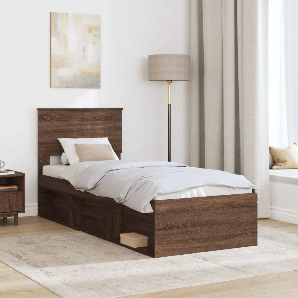 Letto singolo | Letto per adulti | Struttura del letto Rovere Marrone 75 x 190 cm Pino massello