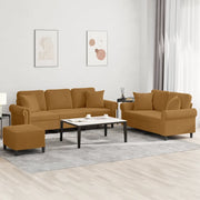 Set di Divani 3 pz con Cuscini Marrone in Velluto 3202287
