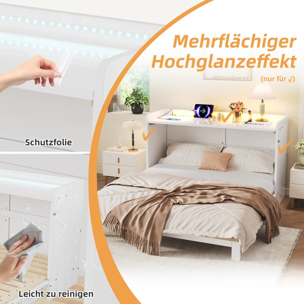 letto a scomparti mdf bianco 144 x 202 cm