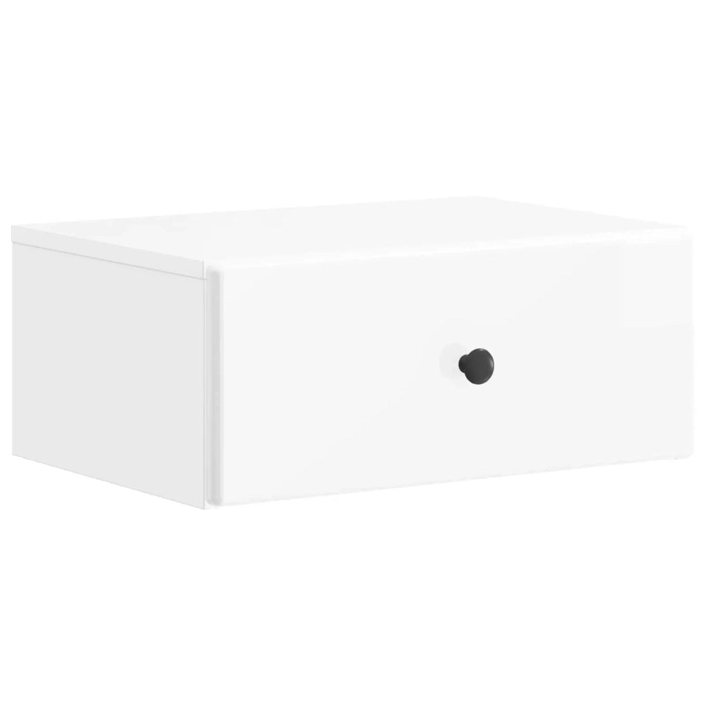Set di 2 Comodini | Armadio da Notte | Mobiletto da notte a muro Bianco Lucido 49 x 34,5 x 20 cm