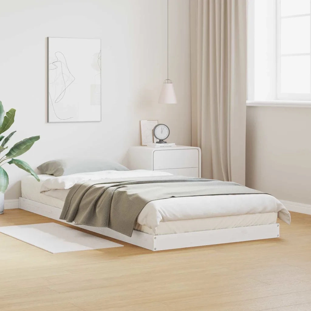 Struttura letto a terra Bianco 80 x 210 cm Pino massello 869733