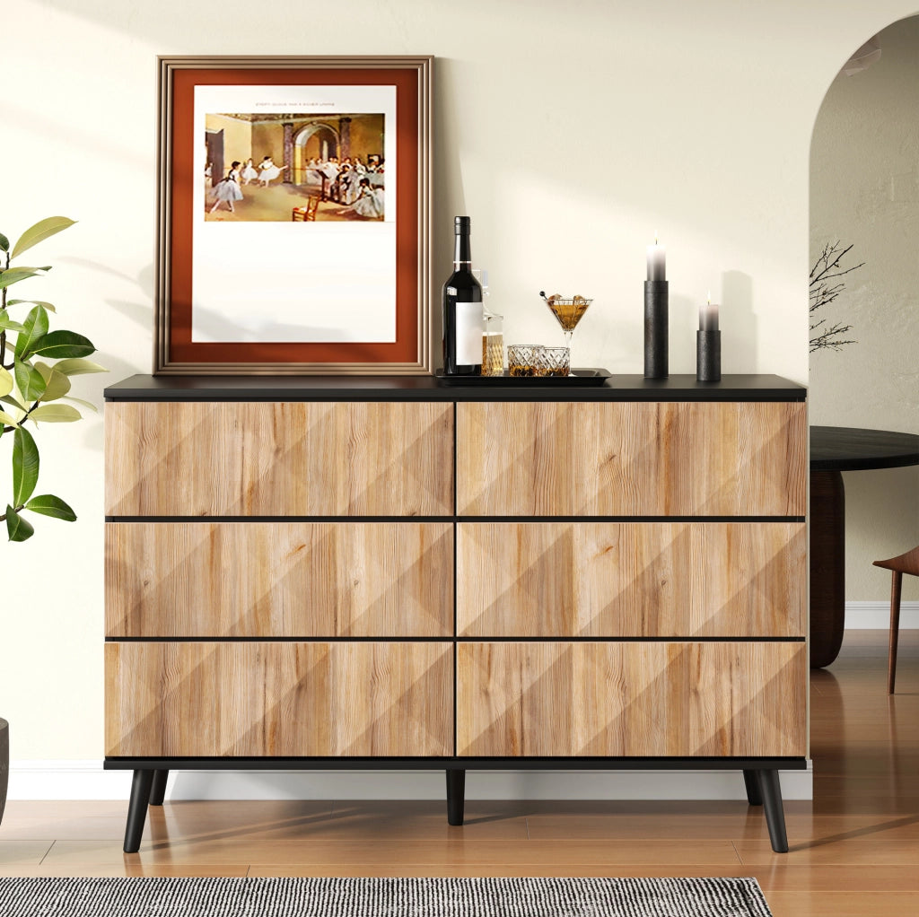 Sideboard moderno 120x40x85 cm con 6 cassetti
