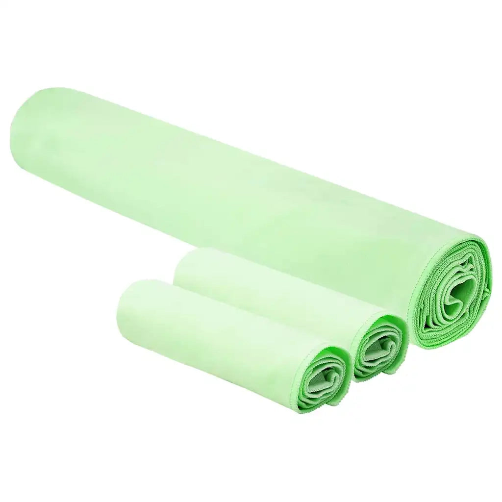 Set di Asciugamani Sportivi 3 pz | Teli per bagno Verde Poliestere e poliammide