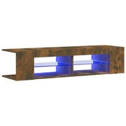 Mobile TV multimediale scaffale TV credenza mobile TV per sala da pranzo soggiorno camera da letto con luci a LED rovere affumicato 135 x 39 x 30 cm marrone 02_0026719