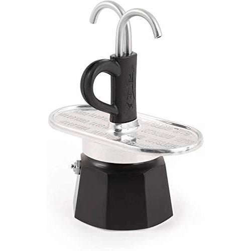 Bialetti 0007302-NP Mini Express Moka Caffettiera 2 tazze in alluminio con erogatore diretto colore Nero
