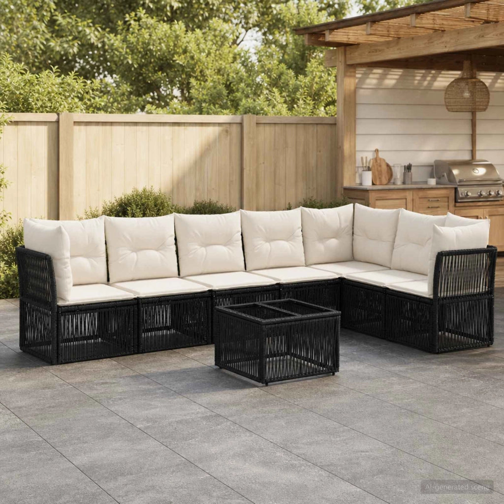 Set Divano da Giardino 8 pz Nero polyrattan 3434236