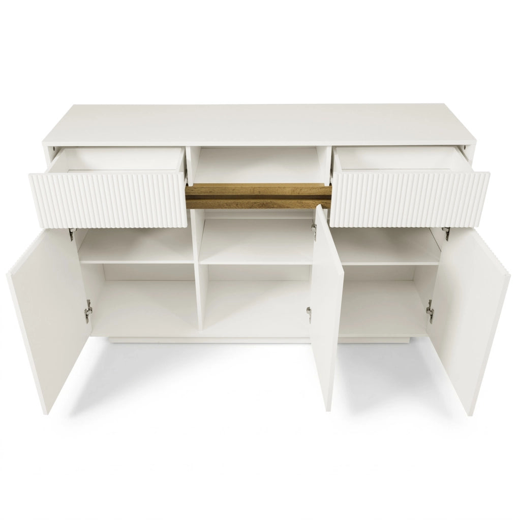 Madia 140x40x85 cm bianca con LED e 2 cassetti HAVRYA