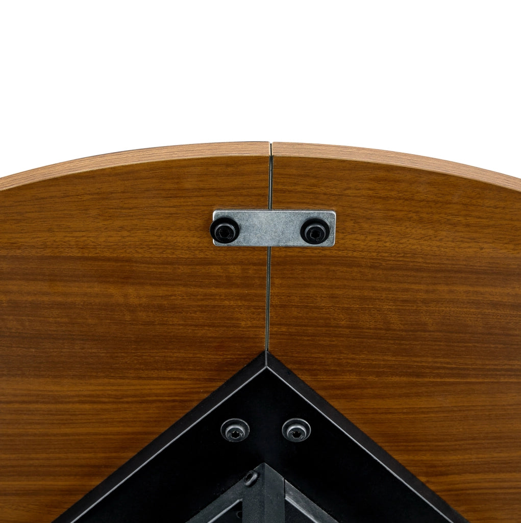 Tavolo da pranzo rotondo Ø107 cm con 2 ripiani in MDF e metallo; nero e noce