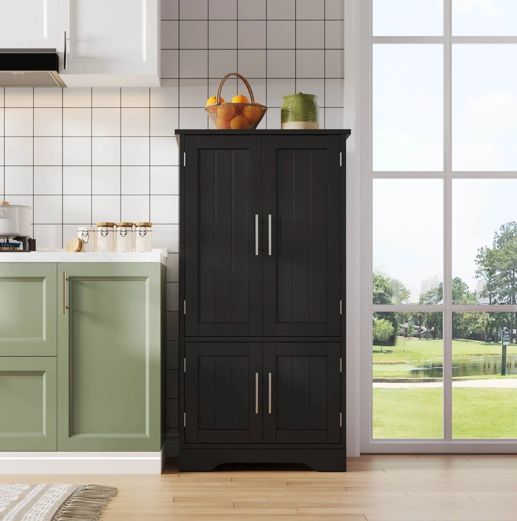 Mobile da cucina 120x60x40 cm nero in MDF, ripiani regolabili e luce LED
