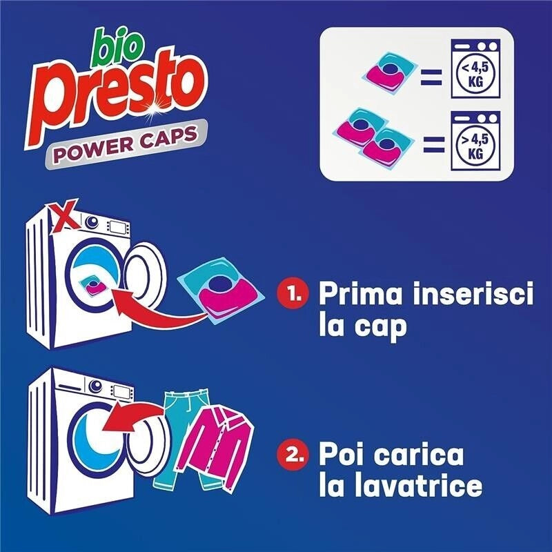 BIO PRESTO POWER CAPS COLOR DETERSIVO LAVATRICE PREDOSATO IN CAPSULE CONFEZIONE DA 54 LAVAGGI