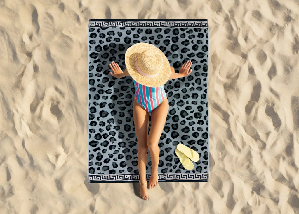 Telo Mare Jumbo Grande Jacquard Spugna Asciugamano Spiaggia - Telo Mare - Cleopatra Grigio