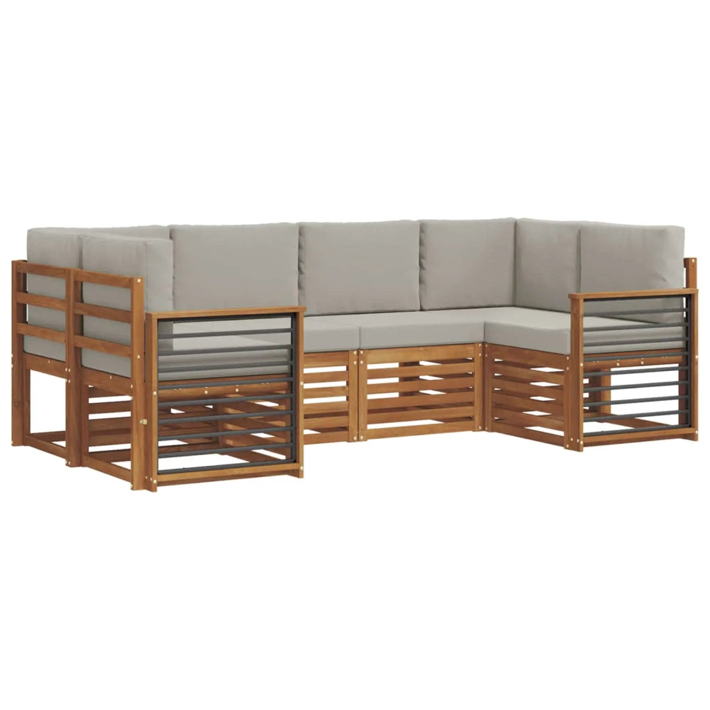 Set divano sezionale con cuscino 6 pcs Grigio Naturale e Chiaro 3375381