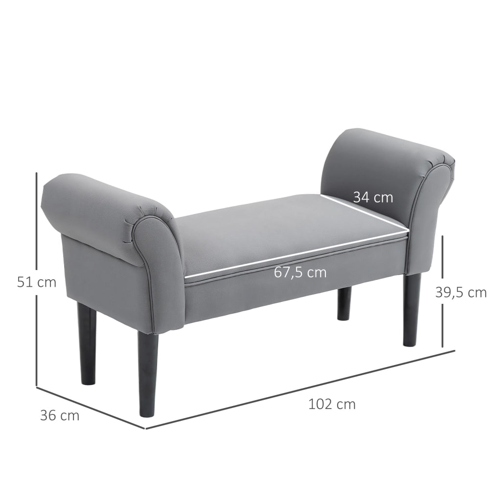 Panca letto imbottita ¨C Minimal ¨C Grigio 102x36x51 cm