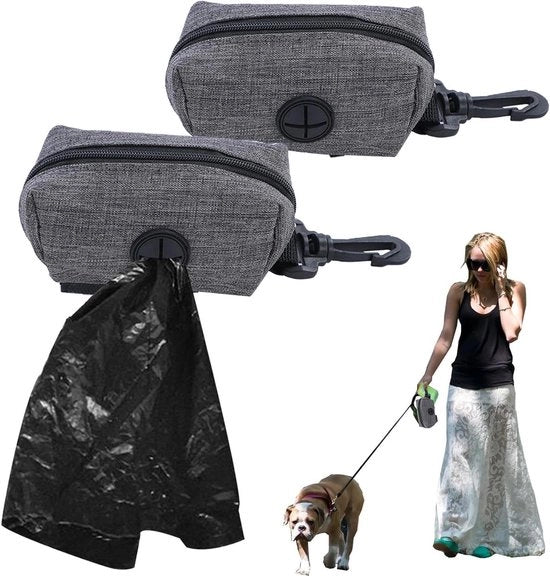 Dispensatore di sacchetti per escrementi canini universale con chiusura a zip e colore grigio per tutte le linee di accessori per cani
