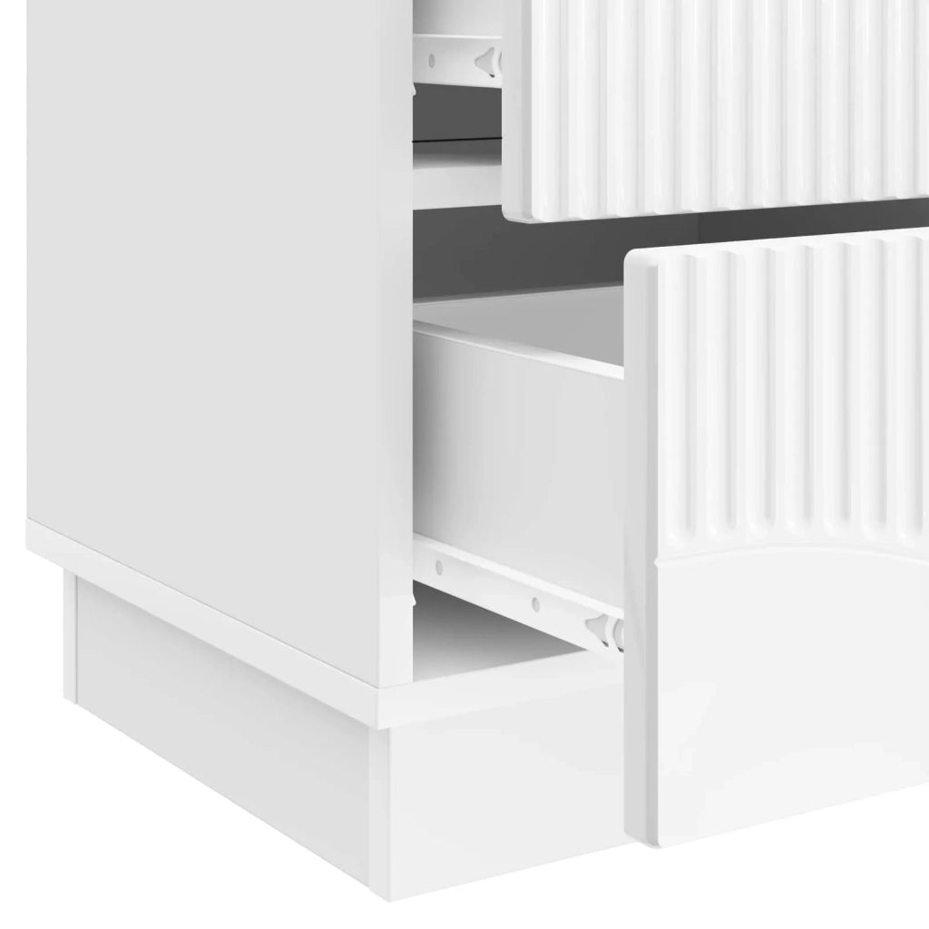 Set di 2 Comodini | Armadio da Notte | Mobiletto da notte Bianco Lucido 43 x 34,5 x 44,5 cm