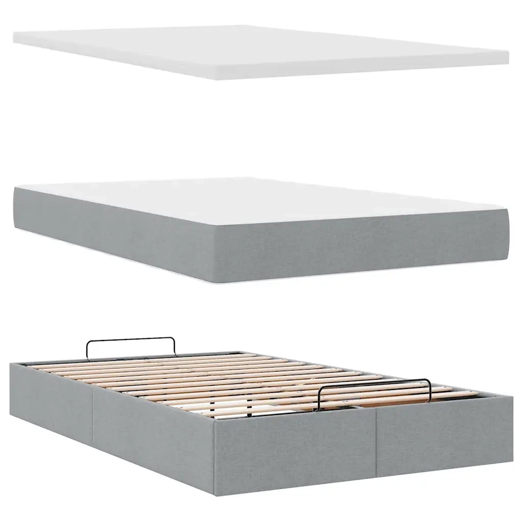 Pouf Letto con Materasso Grigio Chiaro 120x200 cm in Tessuto 3311615