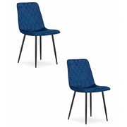 Set di 2 sedie Turin in velluto blu notte e metallo