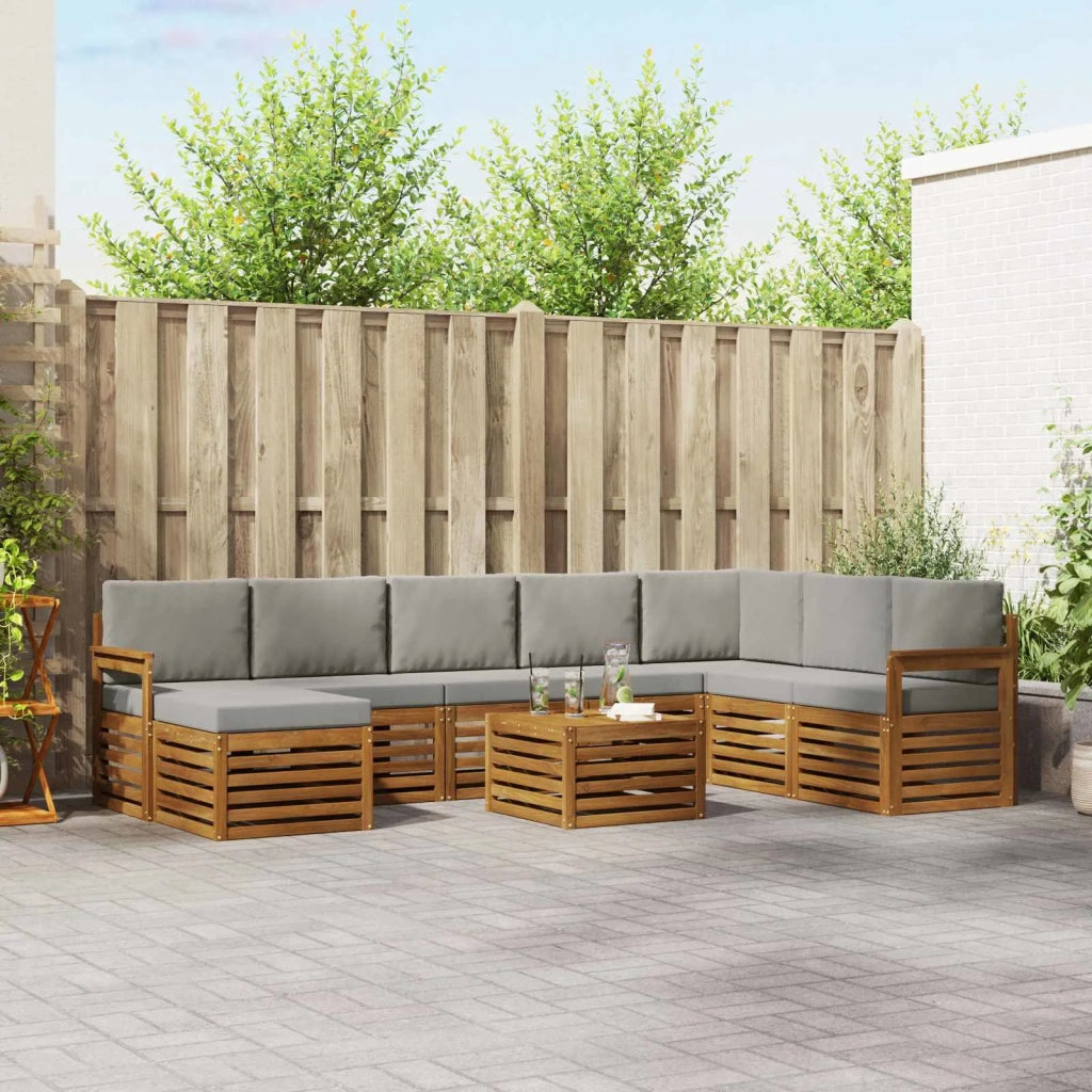 Set divano sezionale con cuscino 9 pcs Grigio Naturale e Chiaro 3375316