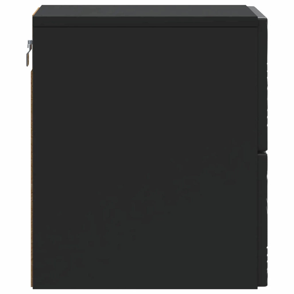 Comodino | Armadio da Notte | Mobiletto da notte a muro Nero 34,5 x 33 x 40 cm