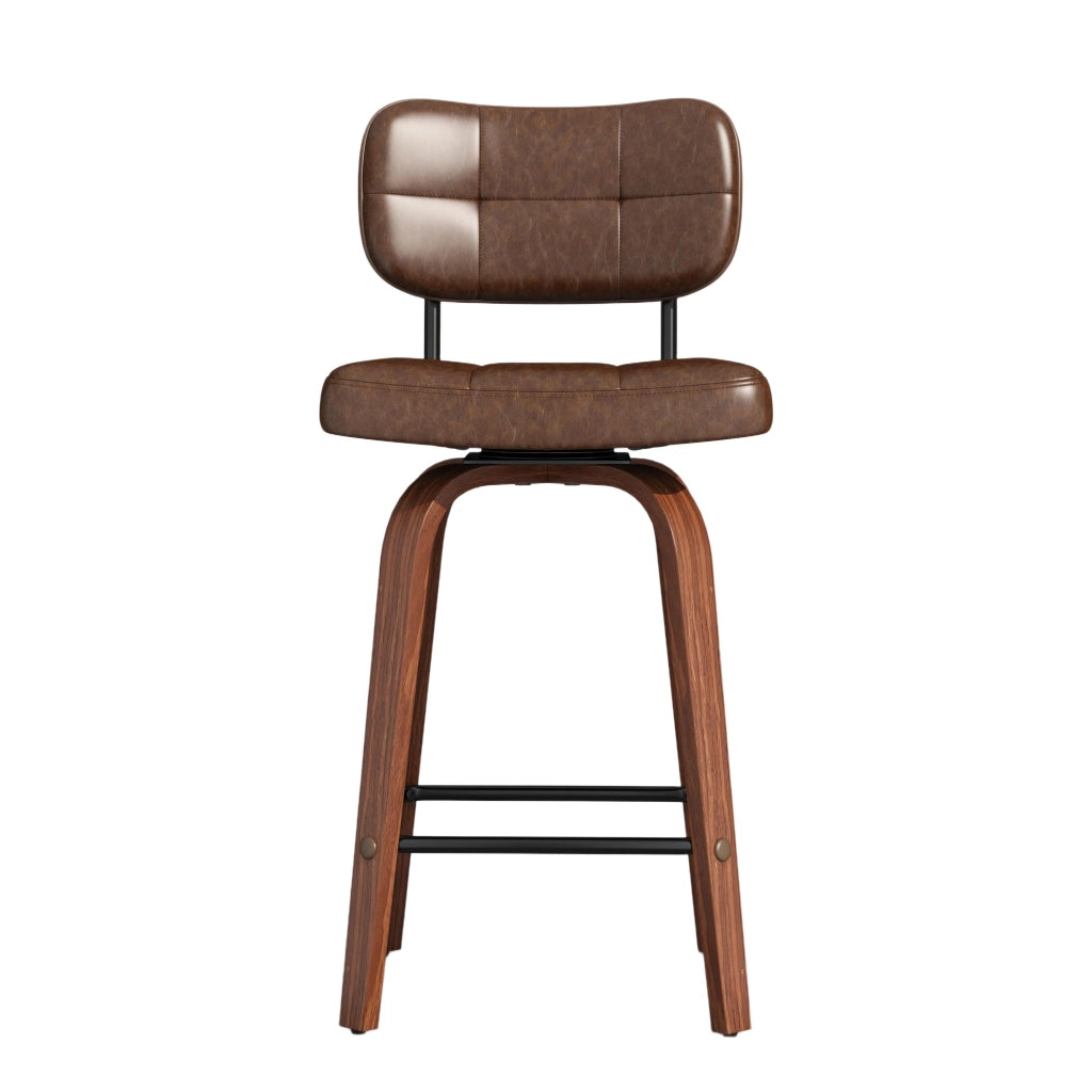 SGABELLO DA BAR con schienale ergonomico, noce, PU e legno