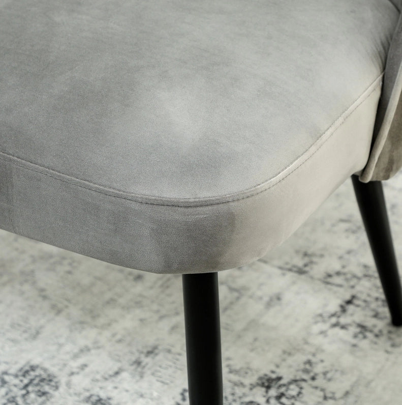 Divano 2 posti in velluto grigio con struttura in metallo e legno, 127x63x84,5 cm